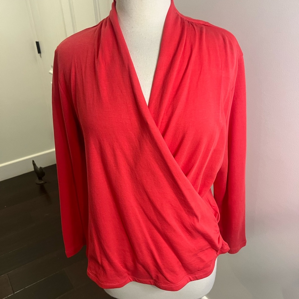 Anthropologie - Maeve - salmon wrap blouse w/ 3/4 sleeves